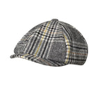 Brooklyn Gray Tartan Wool Newsboy Cap