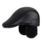 Brosnan Winter Earflaps Leather Duckbill Flat Cap