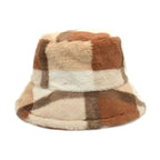 Brown Tartan Fur Bucket hat