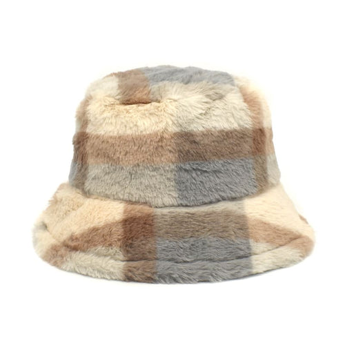 Brown and khaki Brown Tartan Bucket Hat