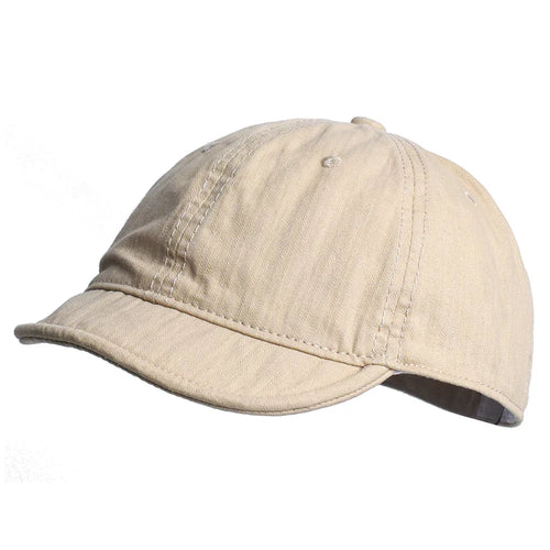 Khaki Cotton Baseball Cap Short Brim