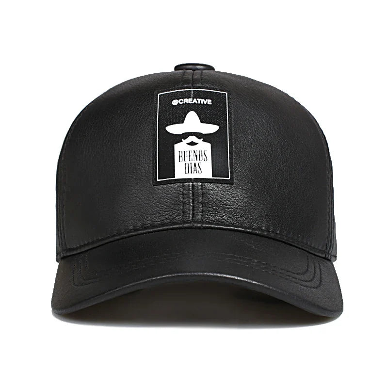 Buenos Dias Genuine Leather Baseball Cap