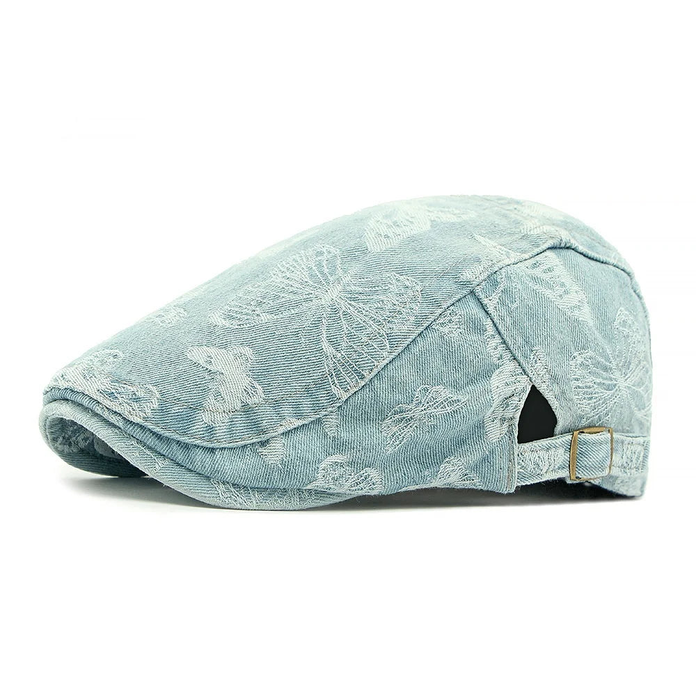 Butterflies Denim Flat Cap