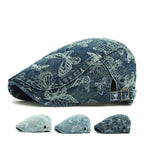 Butterflies Denim Flat Cap