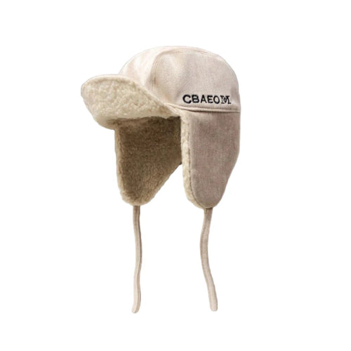 Beige Corduroy Trapper Hat