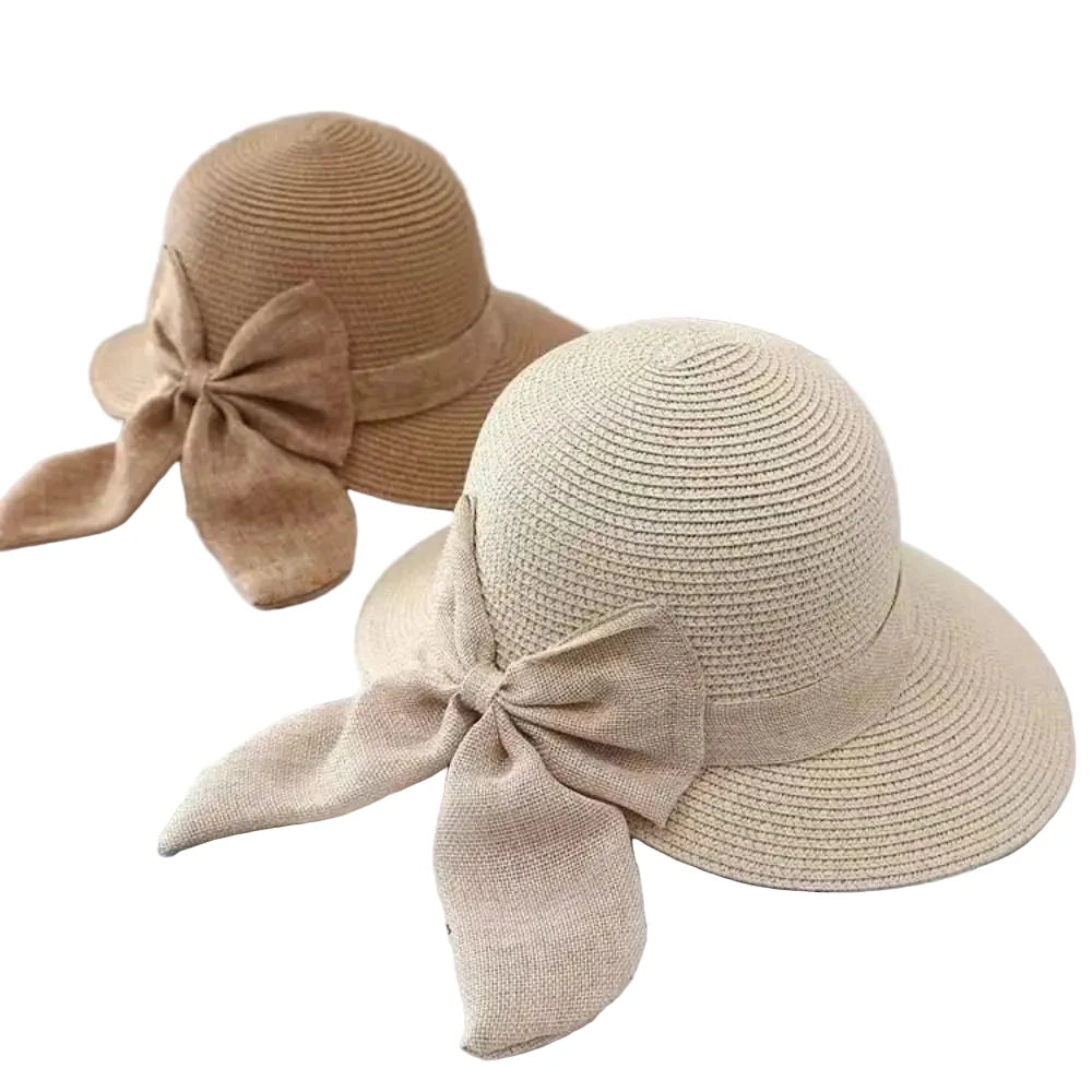 Calabria Summer Bowknot Straw Bucket Hat