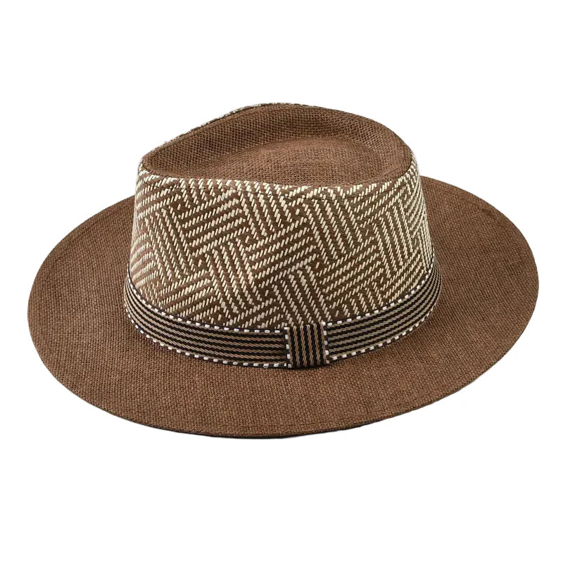 Calabria Summer Chevron Straw Fedora Hat