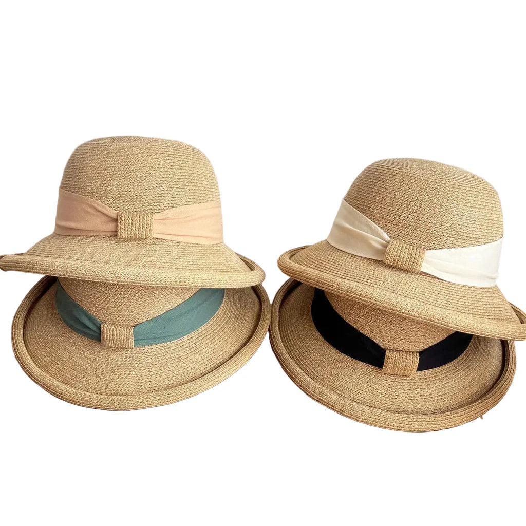 Calabria Sun Straw Rolled Brim Bucket Hat
