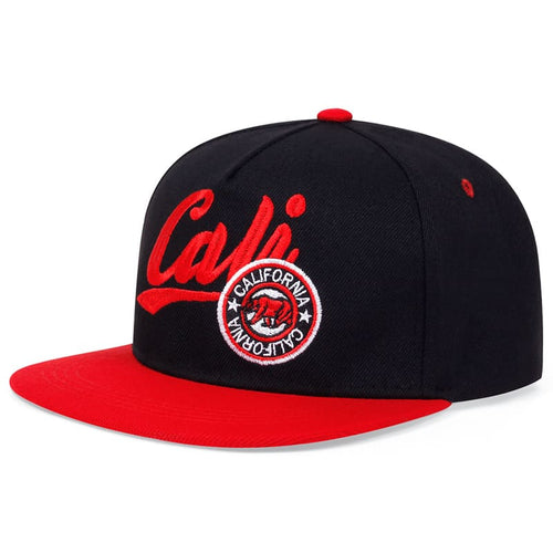 Black and red Snapback back view