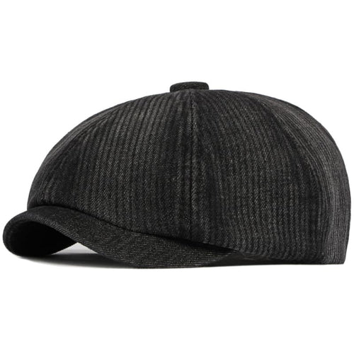 Black Corduroy Newsboy Cap