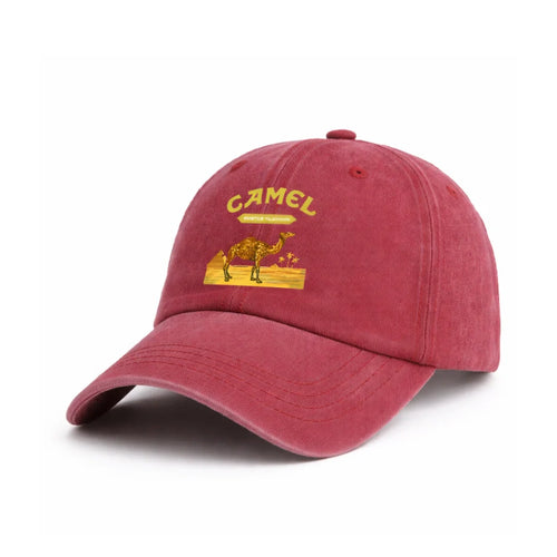 Burgundy and camel Cotton Baseball Cap