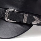 Carennac Black Leather Sailor Cap
