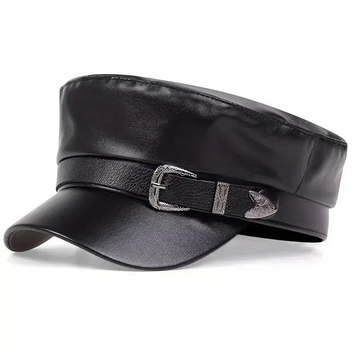 Black Leather Sailor Cap