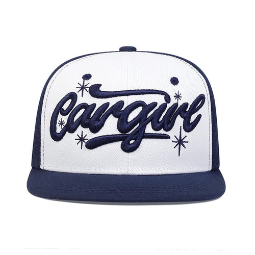 White and blue Snapback Cap front view