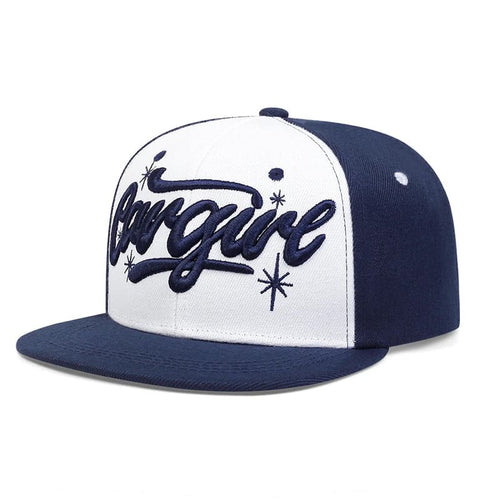 White and blue Snapback Cap back view