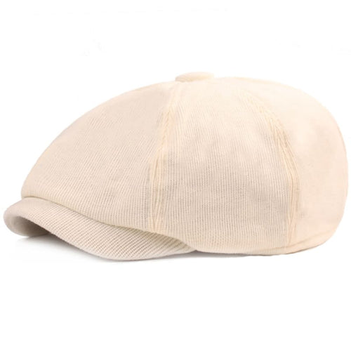 Beige Corduroy Newsboy Cap
