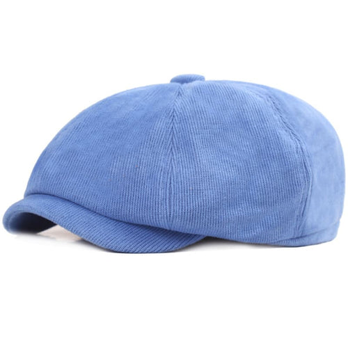 Blue Corduroy Newsboy Cap