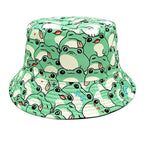 Cartoon Frogs Print Reversible Bucket Hat