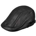 Cassavetes Zippers Genuine Leather Duckbill Flat Cap