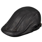 Cassavetes Zippers Genuine Leather Duckbill Flat Cap