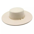 Beige Wide Brim Boater Hat – classic cotton adjustable summer sunhat