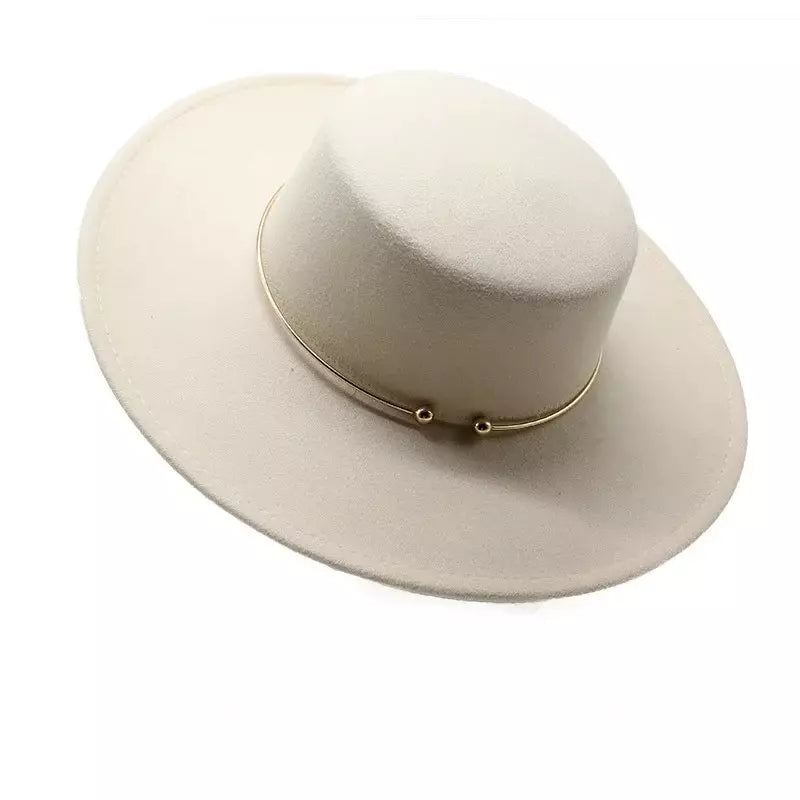 Wide Brim Boater Hat side view – adjustable cord summer sunhat