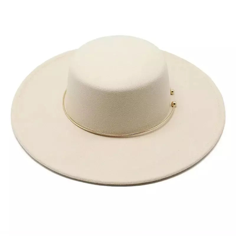 Wide Brim Boater Hat top view – classic cotton summer sunhat