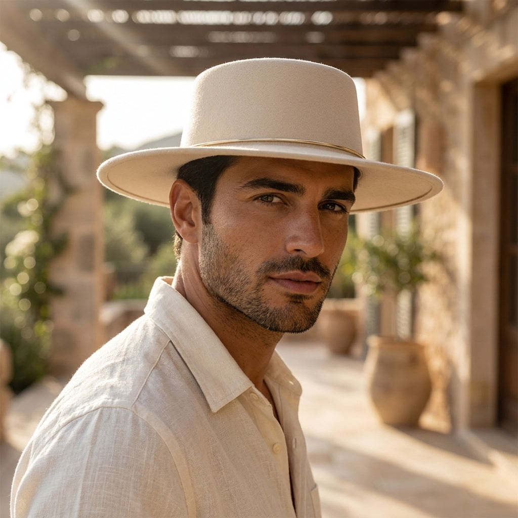 Wide Brim Boater Hat for men – classic cotton adjustable summer sunhat