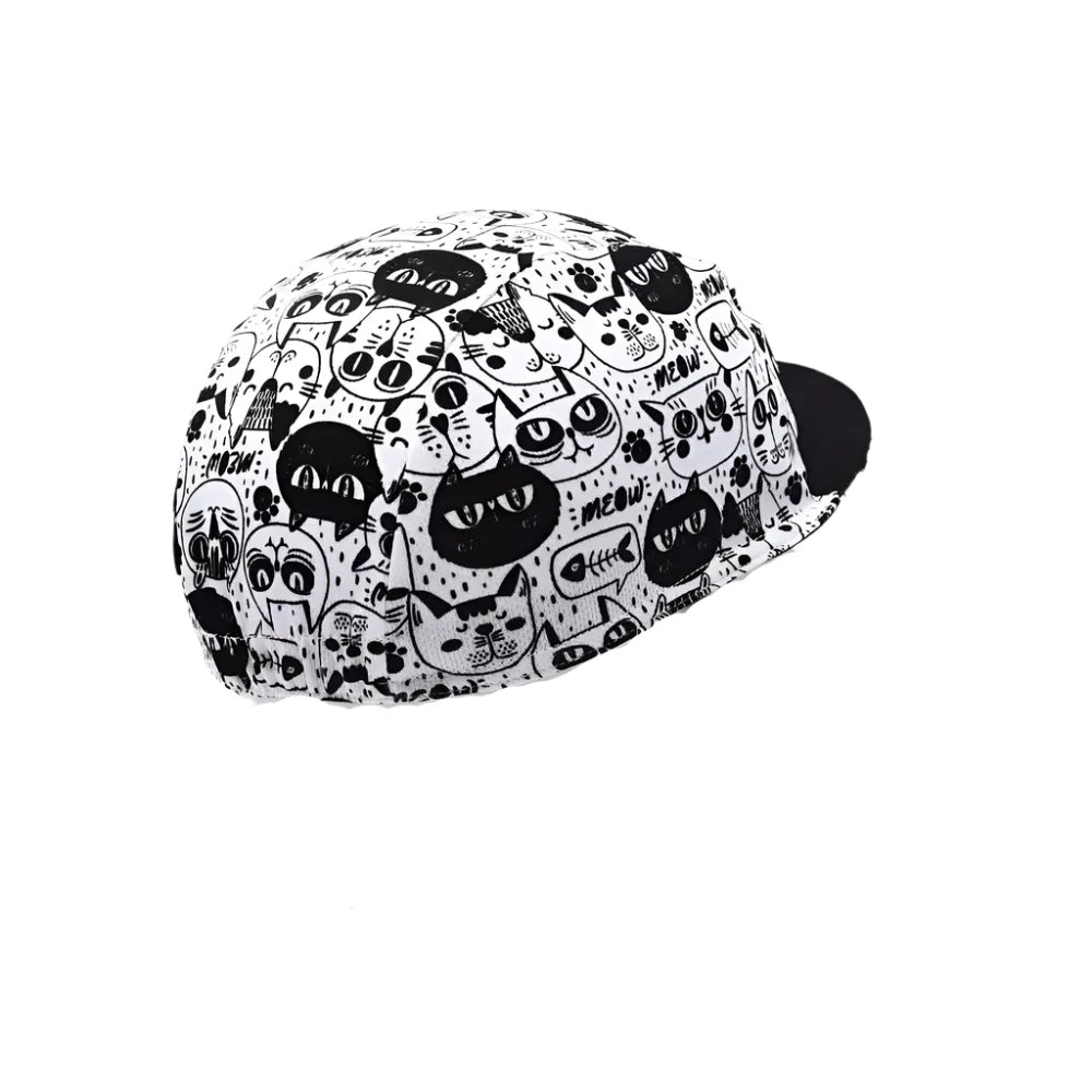 Cat Black & White Cycling Cap