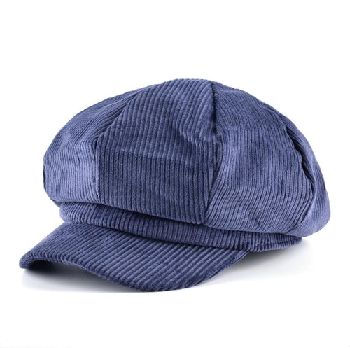 Blue Corduroy Newsboy Cap