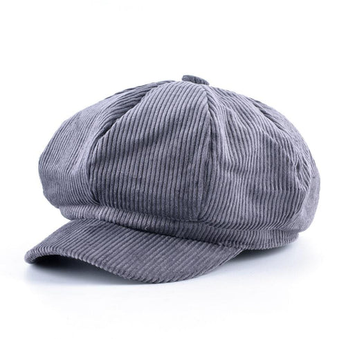 Gray Corduroy Newsboy Cap