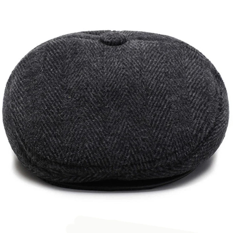 Chapman Winter Earflaps Wool Flat Cap