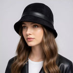 Charlotte Woman Genuine Suede Leather Cloche Hat
