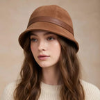 Charlotte Woman Genuine Suede Leather Cloche Hat