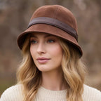 Charlotte Woman Genuine Suede Leather Cloche Hat