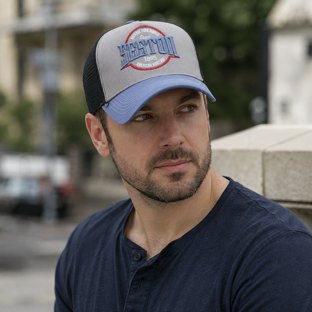 Retro Trucker Cap – Organic Cotton Hat With Adjustable Fit & Embroidered Logo