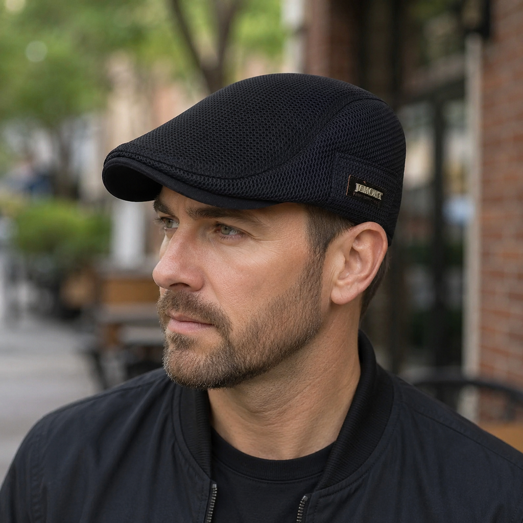 Golf Mesh Flat Cap – Adjustable Breathable Sports Hat for Men & Women