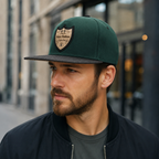 Green Snapback Cap - Adjustable Cotton Baseball Hat With Embroidered Logo