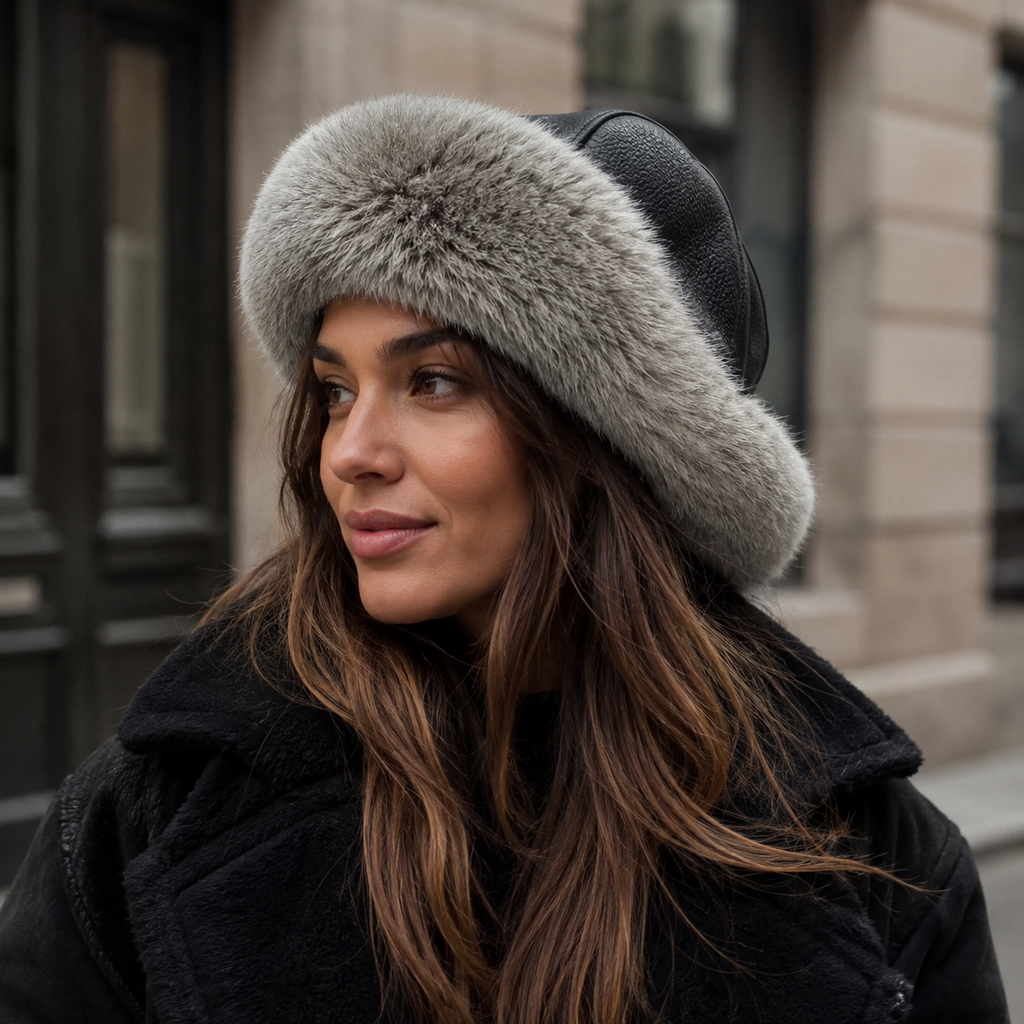 Rabbit Fur Leather Cap – Adjustable Winter Dockers With Soft Lining & Cold Protection