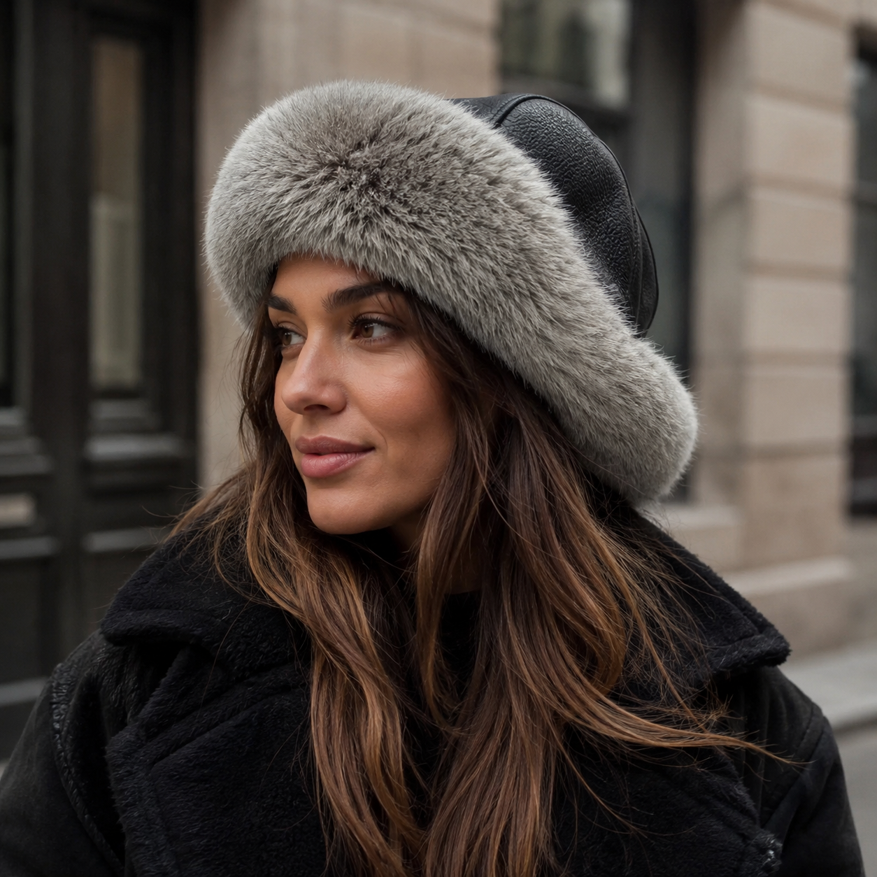 Rabbit Fur Leather Cap – Adjustable Winter Dockers With Soft Lining & Cold Protection