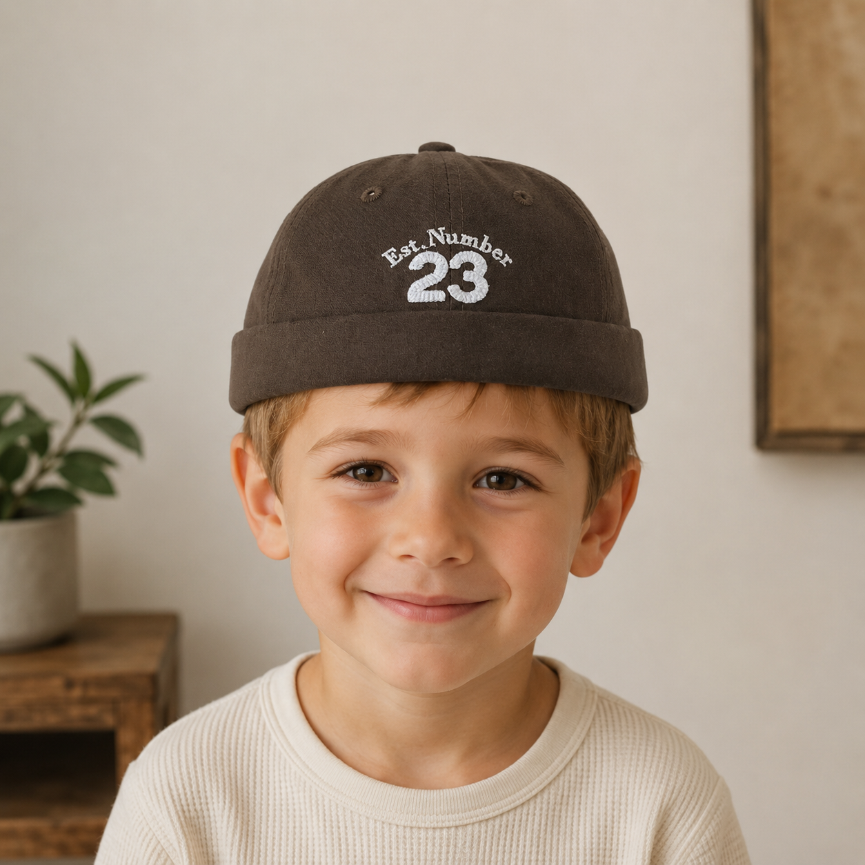 Kids Brimless Melon Cap – Adjustable Organic Cotton Hat With Embroidered Logo