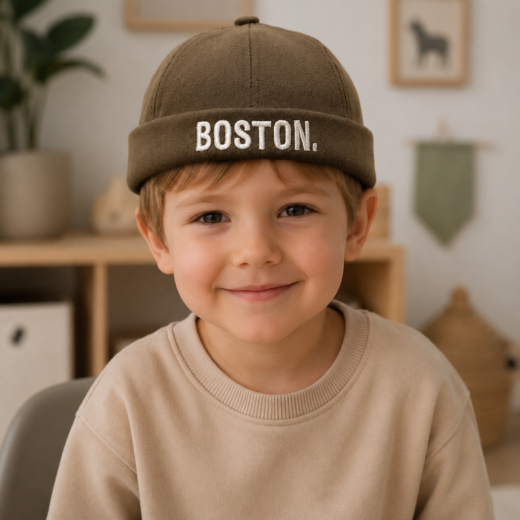 Kids Cotton Docker Cap – Adjustable 6-Panel Unisex Toddler Winter Hat With Embroidered Logo