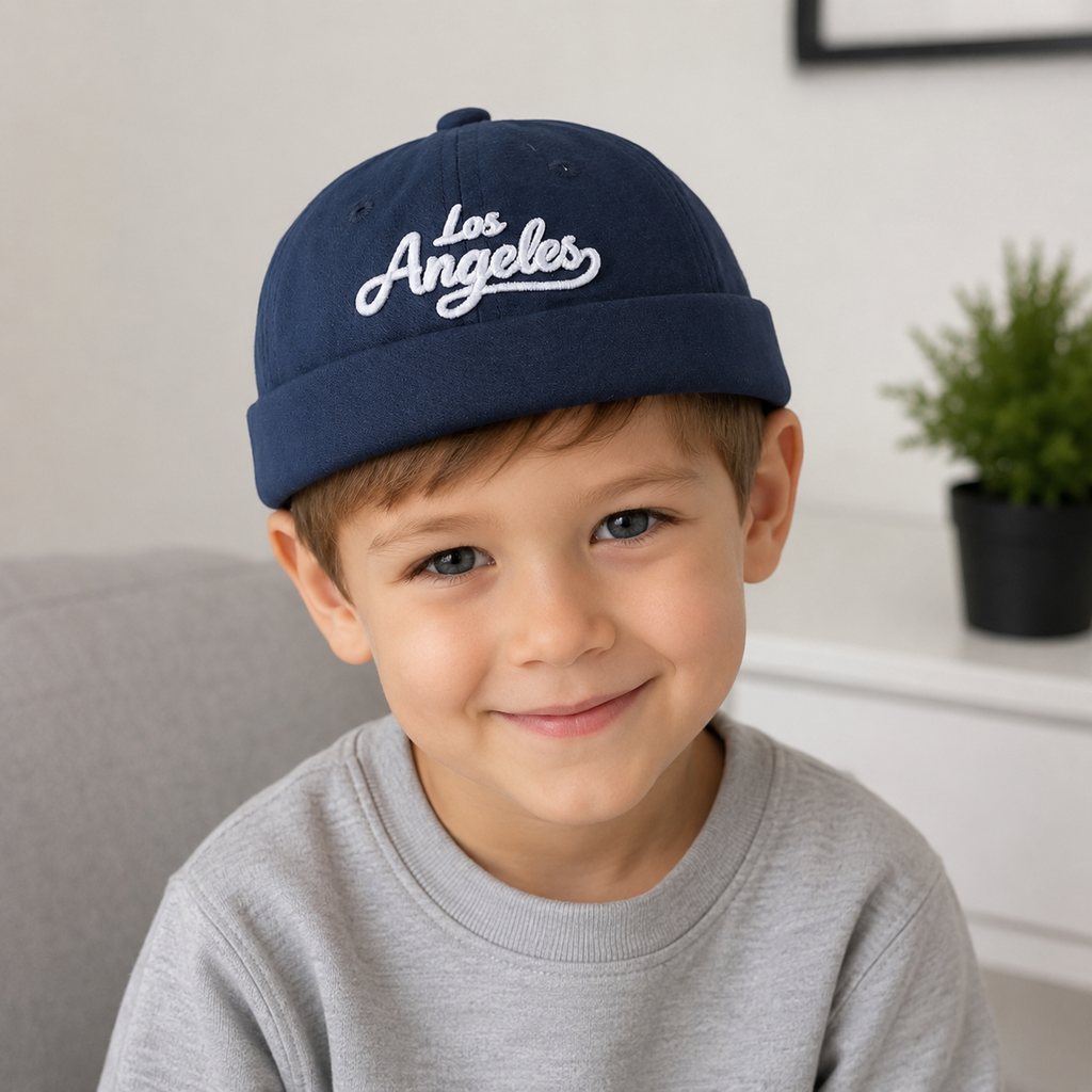 Kids Brimless Docker Cap – Organic Cotton Adjustable Cold Weather Hat for Toddlers