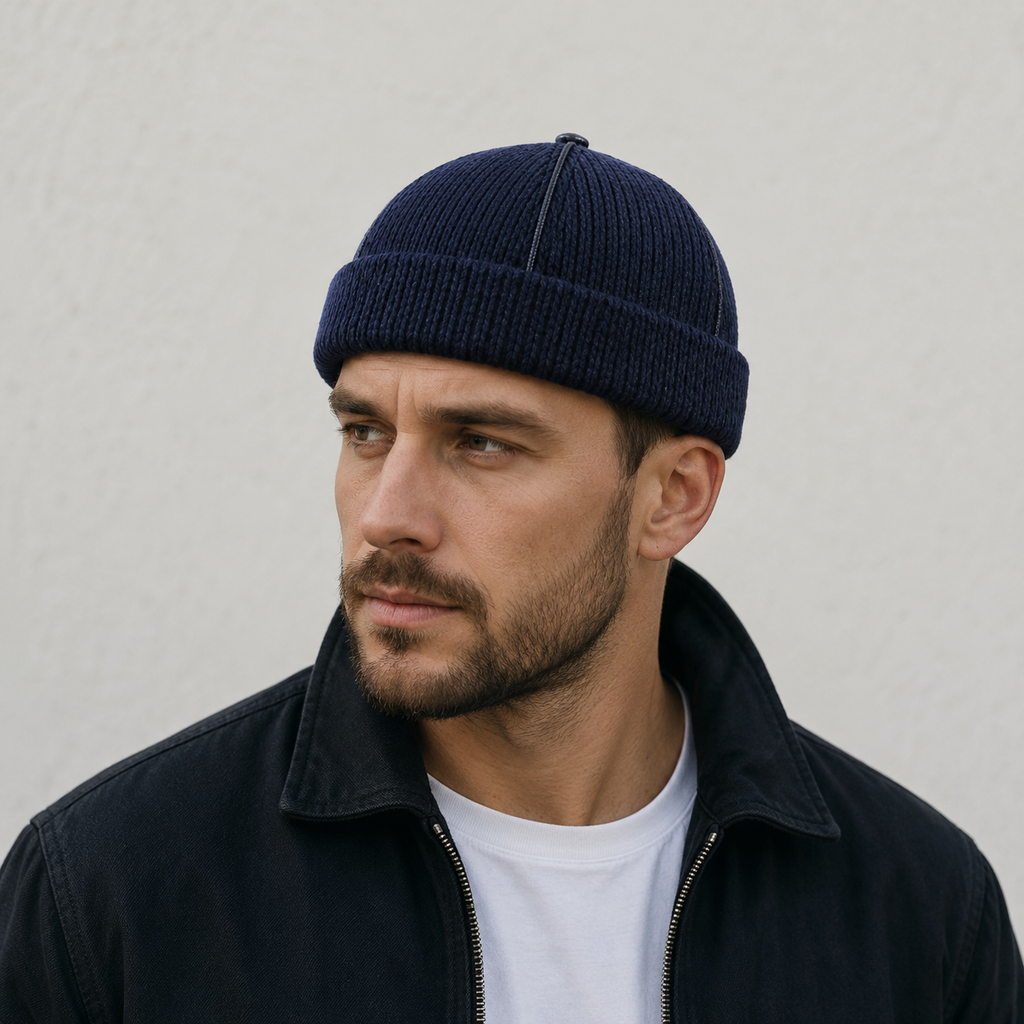 Retro Knitted Docker Cap - Adjustable Breathable Mesh Hat for Summer Style