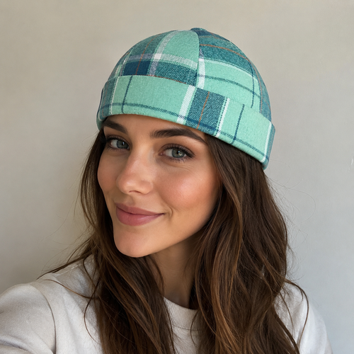 Brimless Docker Cap – Adjustable Cotton Acrylic Blend Tartan Plaid Hat For Cold Weather