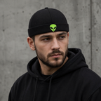 Brimless Docker Cap - Black Adjustable Acrylic Hat for Men & Women