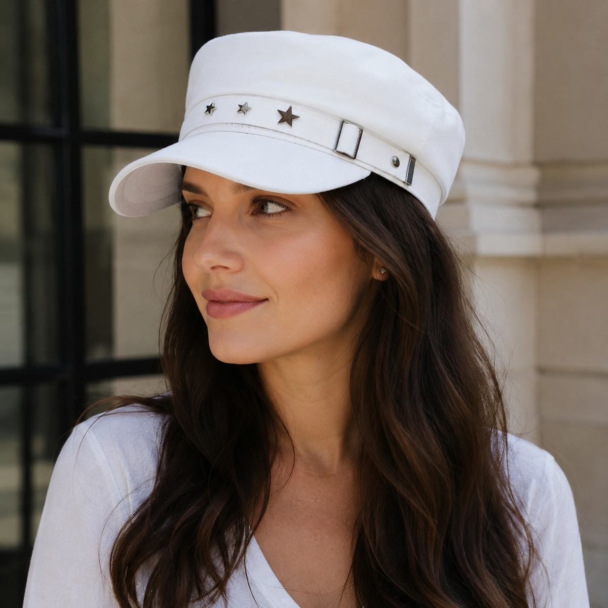 Vintage Sailor Cap – Adjustable Organic Cotton Hat With Metallic Star Design