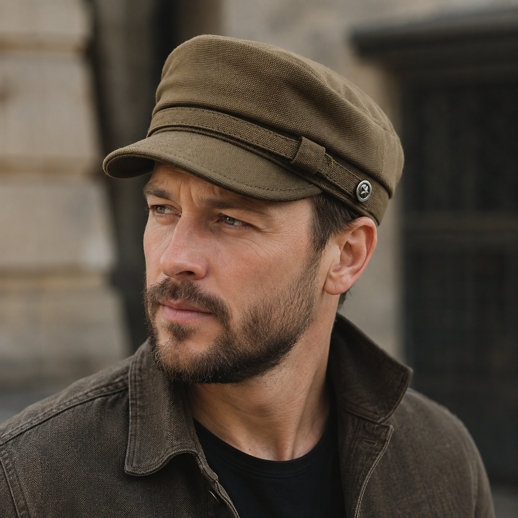 Military Sailor Cap – Thick Organic Cotton Adjustable Army Hat With Metallic Star Logo