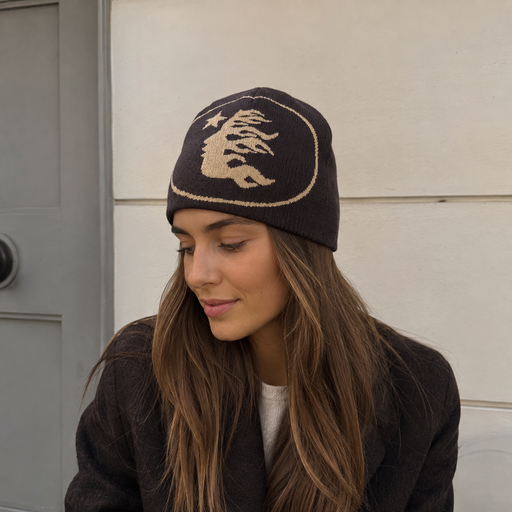 Woman Knitted Beanie – Organic Cotton Hat With Elastic Fit For Winter Warmth