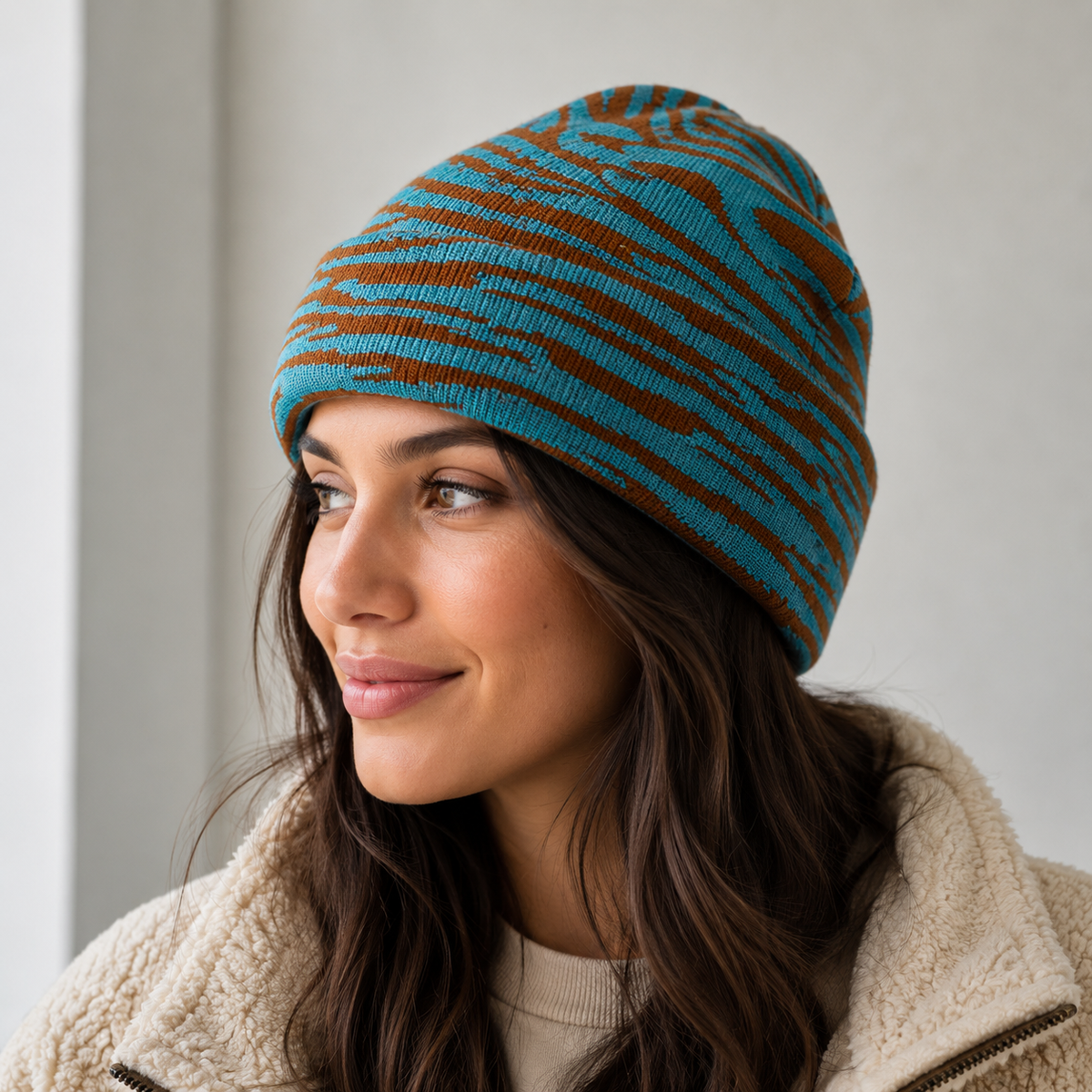 Tiger Skin Beanie – Warm Winter Beanie With Cotton Acrylic Blend Knit Hat
